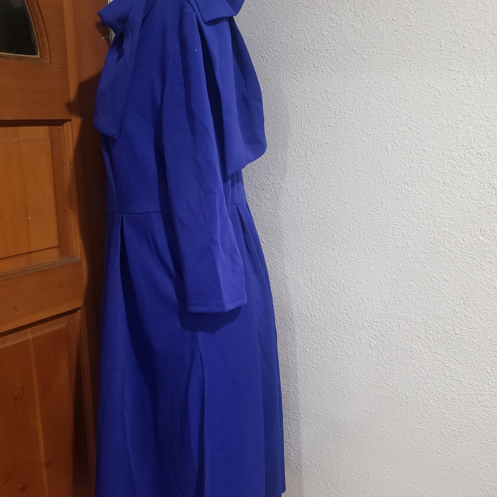 NWOT - Blue Bow Shoulder Dress - Picture 2 of 4